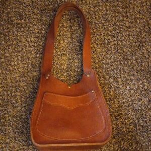 OOAK Handstiched Thick Saddle Leather Shoulder Bag